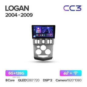 Штатна магнітола Teyes CC3 6+128 Gb Renault Logan 1 2004-2009 9"