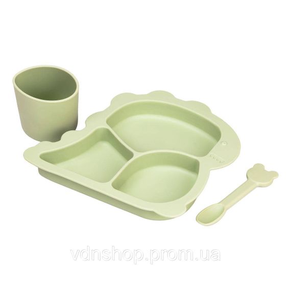Детский набор силиконовой посуды 3 предмета зеленый HP34545G | Зображення 3