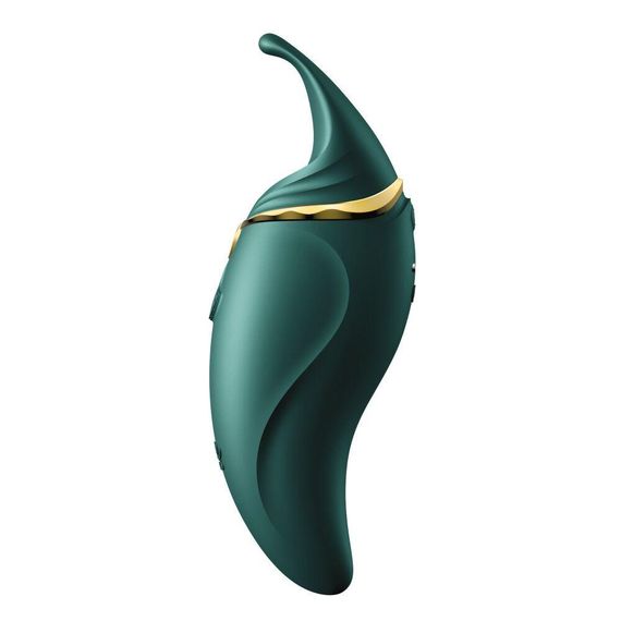 Вібратор 2в1 з язичком Zalo — Hero Jewel Green, кристал Swarovski | Зображення 1