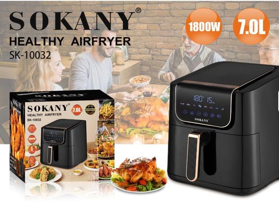 Аэрофритюрница 7л, 1800Вт, Sokany SK-10032 / Сенсорная мультипечь / Домашний аэрогриль | Зображення 1
