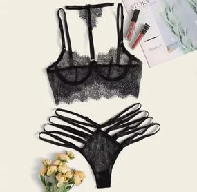 Чёрный кружевной комплект белья "Frida", XL размер sexstyle