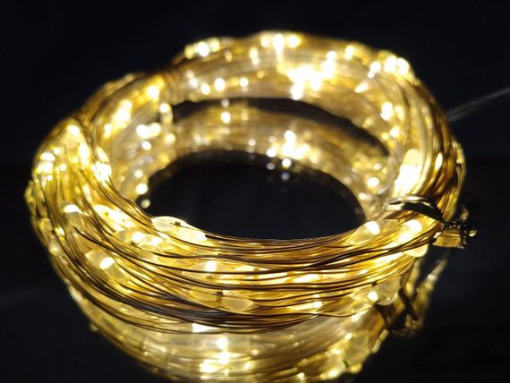 Гирлянда на батарейках (3шт АА) "светодиодные капли" 10м, 100LED, теплый белый цвет