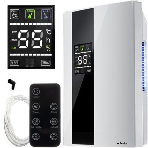 Осушувач повітря Ruhhy 21848 білий, 650 мл/день, бак 1,8 л, до 30 м², 90 Вт