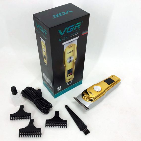 Тример для волосся та бороди VGR V-290 LED Display 3 насадки, машинка для стрижки волосся домашня | Зображення 9