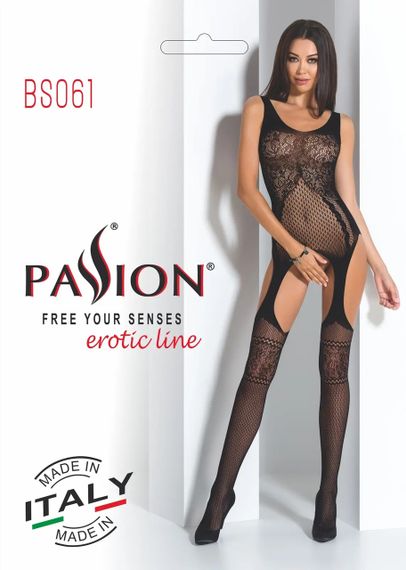 Бодистокинг BS061 black Passion, с имитацией чулок и открытым доступом, черный, S/L sexstyle | Зображення 4