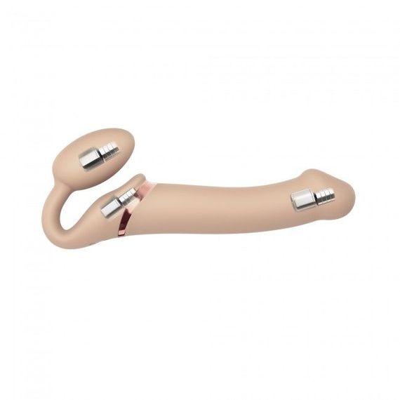 Безремінний страпон з вібрацією Strap-On-Me Vibrating Flesh L, діаметр 4,2 см, пульт ДК, регульований | Зображення 3