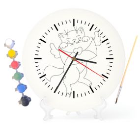 Детский набор для творчества часы раскраска Котик 30 см (Г0153)