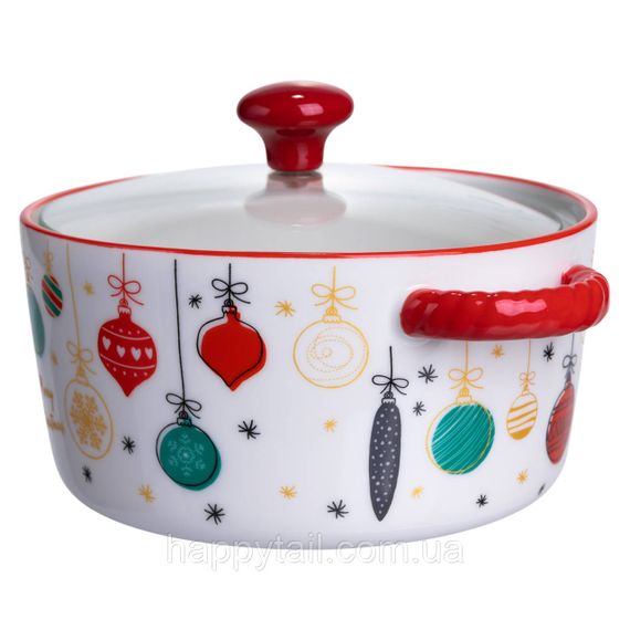 Супниця порцелянова Merry Christmas новорічна  800 (мл) з кришкою Yiwu FM-CS-9B | Зображення 3