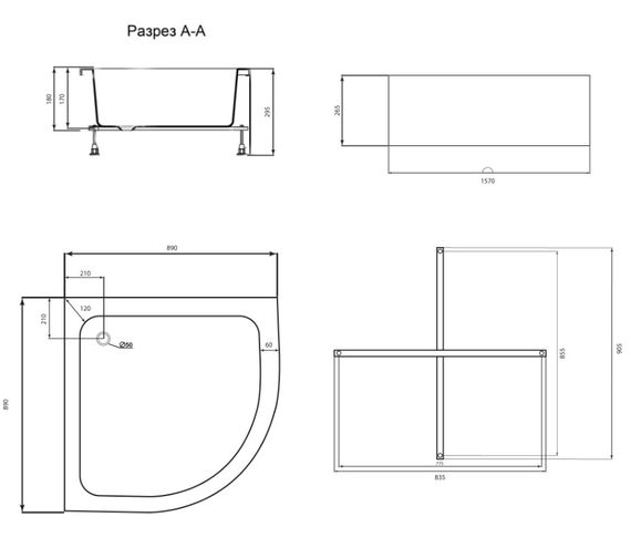 Душовий піддон Lidz Kapielka ST90x90x26, напівкруглий LKAST909026 | Зображення 6
