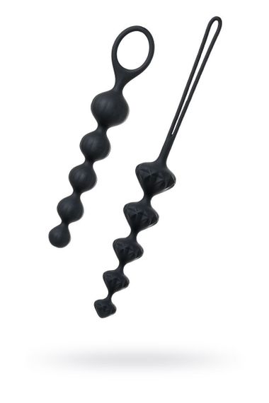 Набір анальних намистин Satisfyer Beads Black, силікон, макс. діаметр 3,3 см та 3,5 см | Зображення 1