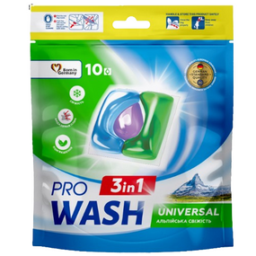 Капсули для прання 10шт (дой-пак) Альпійська свіжість ProWash 2К