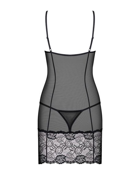 Рубашка Obsessive Alluria chemise & thong S/M, Черный, L/XL | Зображення 3