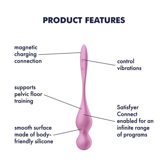 Вагинальные смарт-шарики с вибрацией Satisfyer Love Birds 1 Connect App Pink, 78 г | Зображення 5