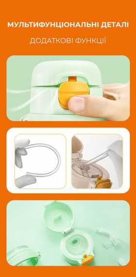 Пляшка для води CASNO 690 мл KXN-1219 Зелена (Зебра) з соломинкою TRITAN | Зображення 7