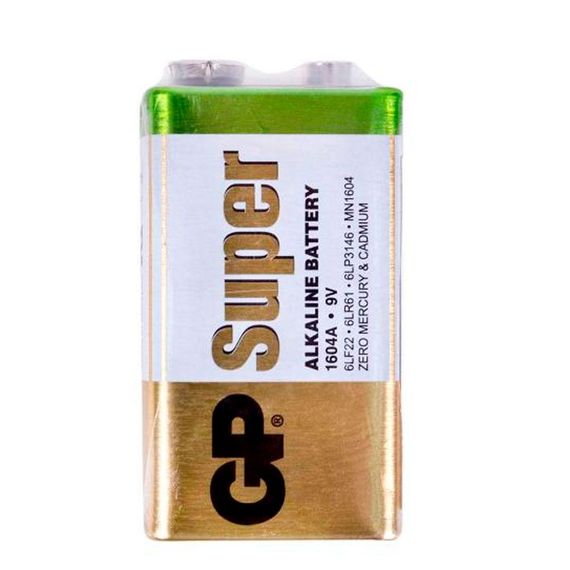 Батарейка лужна GP SUPER ALKALINE 1604AEB-5S1, 9V, крона, 6LF22 10 (100шт.) х10(10шт.) х1 у вакуумному впакуванні ціна за 1шт | Зображення 1