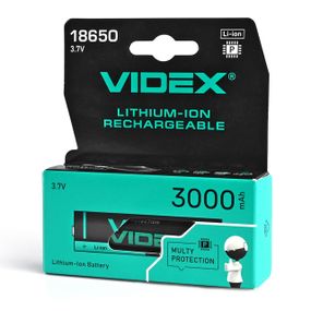 Акумулятор Videx літій-іонний 18650-P (захист) 3000mAh color box/1шт
