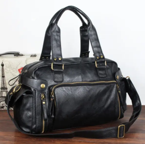 Сумка чоловіча велика чорна матова містка для роботи та подорожей (218)