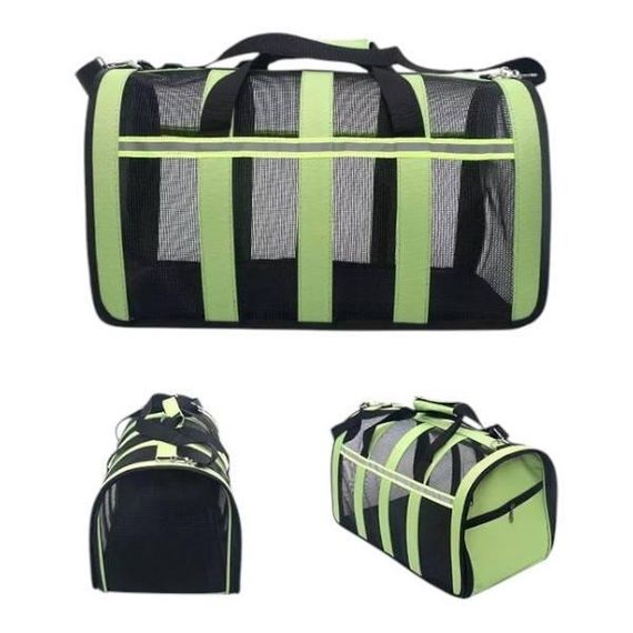 Сумка переноска для животных сетчатая 49×25 x28 L For Friends GREEN paws Зеленая