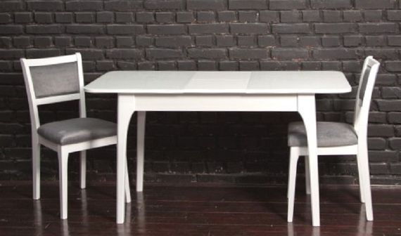 Стіл дерев'яний розкладний Фієста білий, зі склом 1100 (+350)*700 мм