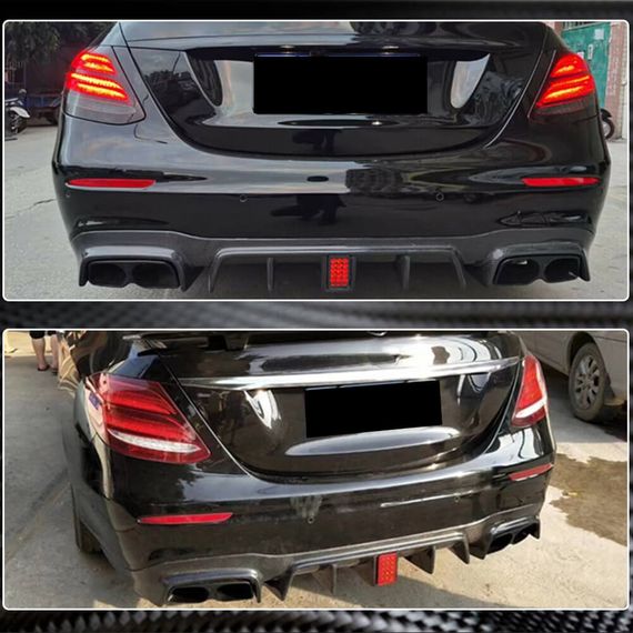 Диффузор заднего бампера с насадками V2 (для AMG/AMG-Line 2016-2019, Карбон) для Mercedes E-сlass W213 | Зображення 4