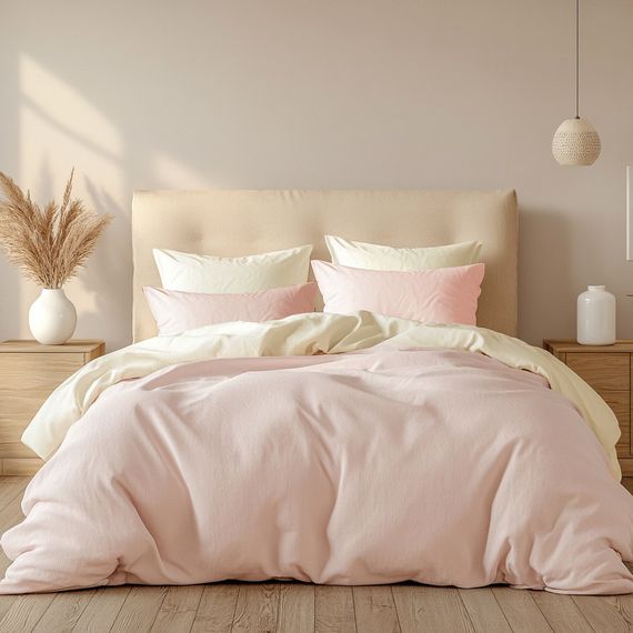 Комплект постільної білизни SoundSleep Stonewash Doble Pink Milk Полуторний 160х220 см рожево-молочний (2800004763660)