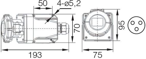 Розетка 1132 стационарная 2Р+PЕ 16А 220В IP67 Ny95502046 | Зображення 3