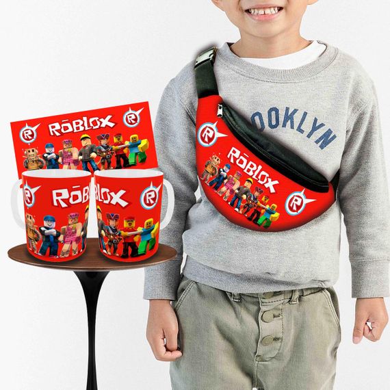 Набор: детская сумка-бананка+кружка Роблокс "Roblox" 32х15см,бананка для мальчика через плечо (00960)