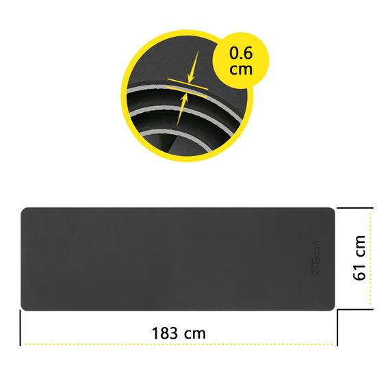 Килимок спортивний Cornix TPE 183 x 61 x 0.6 см для йоги та фітнесу XR-0349 Black/Grey | Зображення 4
