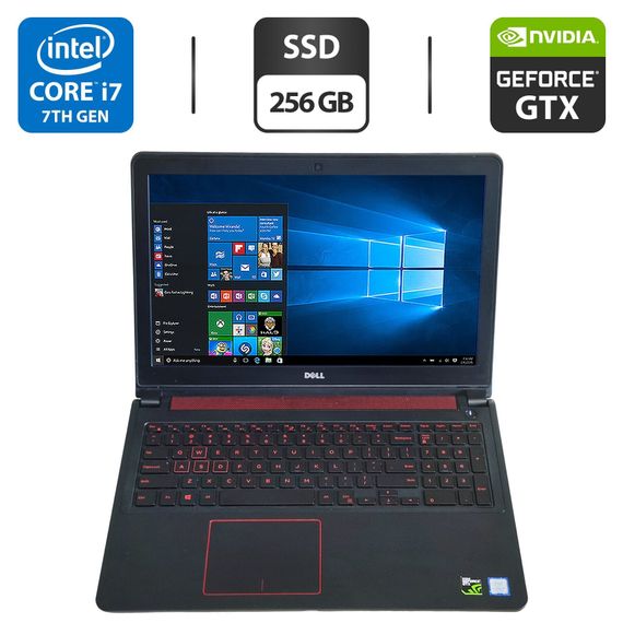 Ігровий ноутбук Dell Inspiron 15 Gaming 5577 / 15.6" (1920x1080) TN / Intel Core i7-7700HQ (4 (8) ядра по 2.8 - 3.8 GHz) / 16 GB DDR4 / 256 GB SSD / nVidia GeForce GTX 1050, 2 GB GDDR5, 128-bit / WebCam б/в