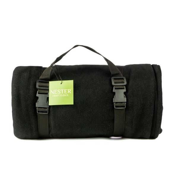 Флисовый плед Nester Black Case 145*200 - черный плед для военных с чехлом | Зображення 1