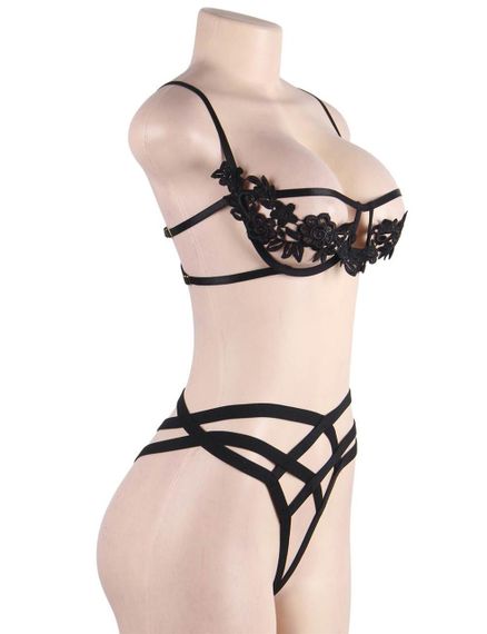Комплект білизни Star Night бюстьє та трусики з відкритим доступом, чорний XS-S sexstyle | Зображення 4
