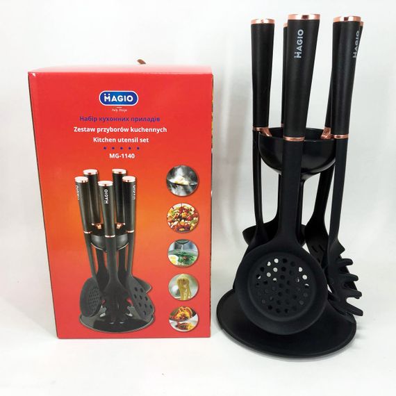 Набір кухонного приладдя MAGIO MG-1140, набір поварешок на підставці кухонний набір лопаток | Зображення 7