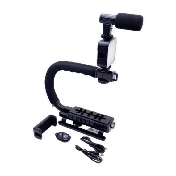 Ручка стабілізатор AY-49U для відеокамер фотоапаратів Uподібний кронштейн для телефону з спалахом мікрофоном | Зображення 5