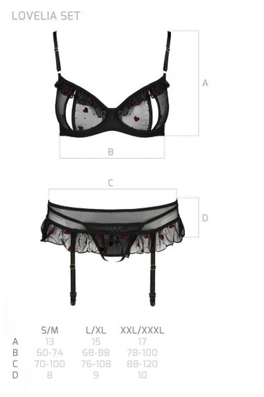 Сексуальный комплект с поясом для чулок Passion LOVELIA SET L/XL, black Sex Aura | Зображення 6