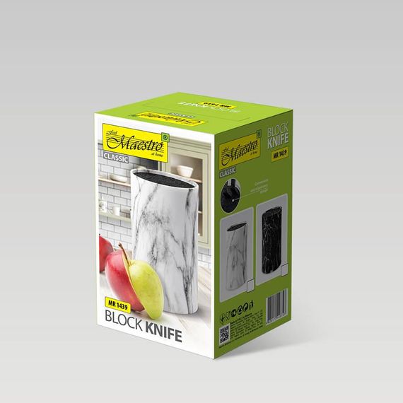 Підставка для ножів Maestro MR-1439-WHITE універсальна настільна з щітковим наповнювачем біла | Зображення 2