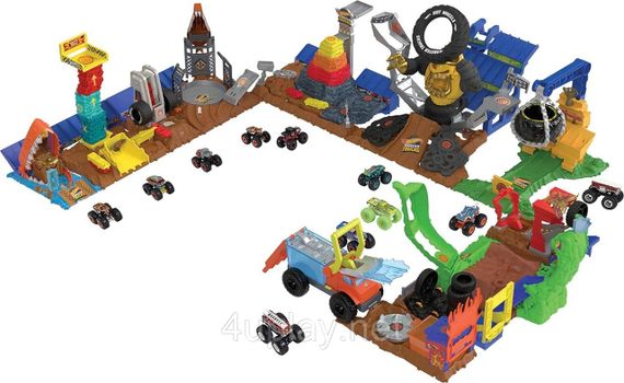 Трек Хот Вилс Монстр-трак Сокрушители арены с тигровой акулой Hot Wheels Monster Trucks Arena Smashers | Зображення 5