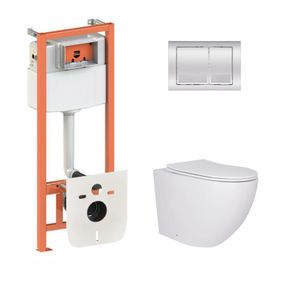 Готове рішення Qtap для ванної кімнати: підвісний унітаз Robin 520x365x365 + комплект інсталяції Nest 4 в 1 (квадратна клавіша