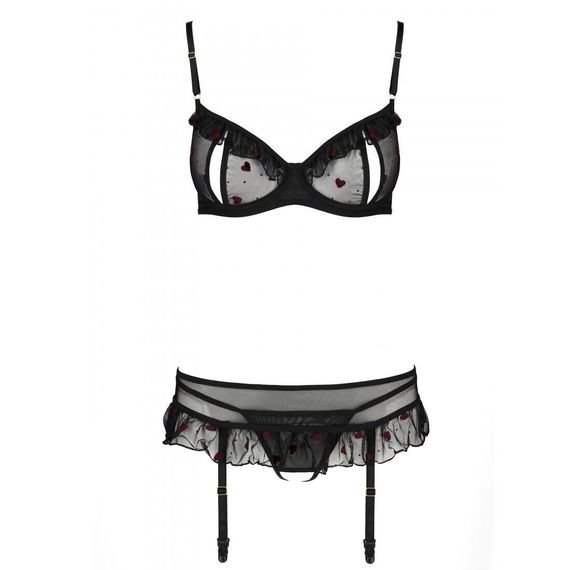 Сексуальный комплект с поясом для чулок Passion LOVELIA SET XXL/XXXL, black | Зображення 4