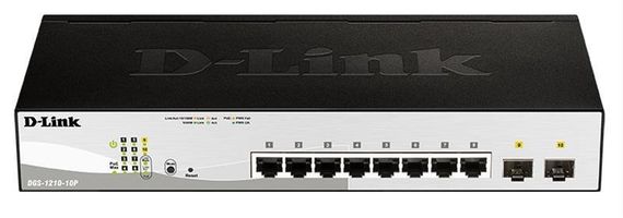 Коммутатор D-Link DGS-1210-10P 8xGE PoE, 2xSFP, WebSmart (DGS-1210-10P)