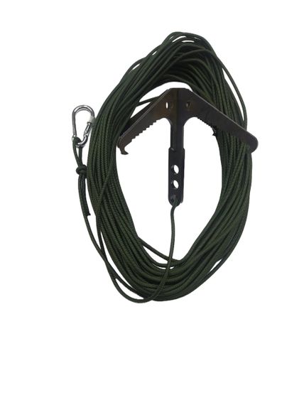Гачок кішка сталь з шнуром паракорд 20м Вид 2 Olive green хакі М&М (214104) | Зображення 1
