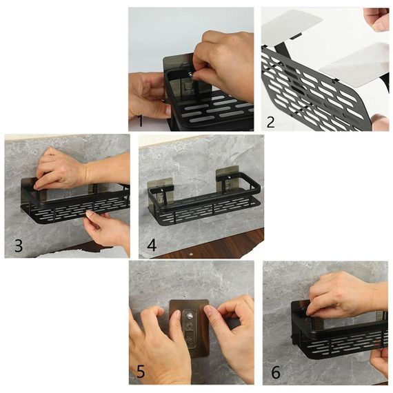 Металева полиця для ванної кімнати, 30х13х4,5 см, Bathroom shelf / Самоклеюча полиця органайзер / Поличка для ванни | Зображення 6