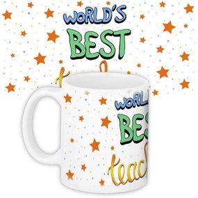Чашка з принтом World best teacher 330 мл (KR_18M019)