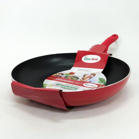 Сковорода антипригарна Con Brio 24 см СВ-2414, сковорода для смаження якісна сковорода. Колір: червоний | Зображення 2