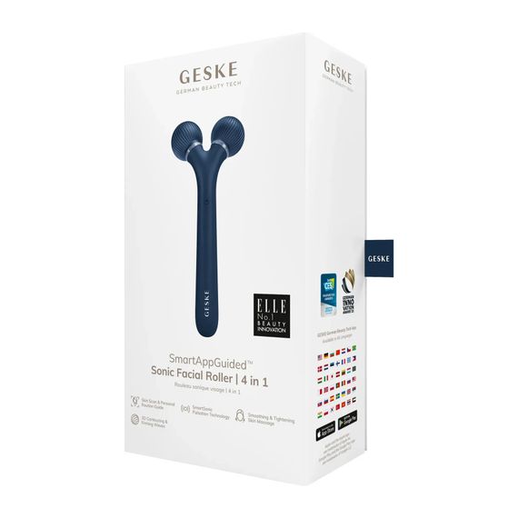 Електронний ультразвуковий ролик для обличчя GESKE Sonic Facial Roller 4в1 gray, Синій | Зображення 7