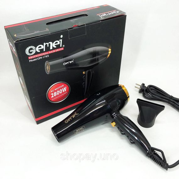 Професійний фен для укладання волосся з насадкою Gemei GM 1765 2800 Вт, Електрофен з насадками LN-13 | Зображення 2