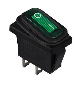 Перемикач KCD3-101WN GR/B 220V 1 кнопка зелена вологозахищений з підсвічуванням Ny95500846