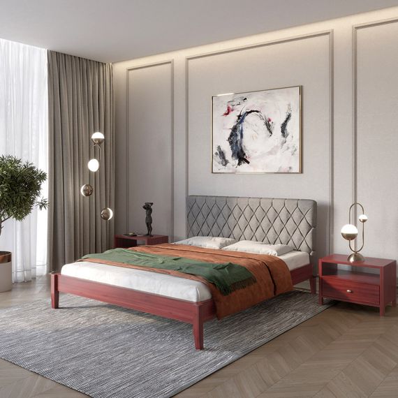 Двоспальне дерев&#039;яне ліжко Mebigrand Венеція ДК Махонь/Аляска 93 (Сірий) 140х190 см (MBG-5401)