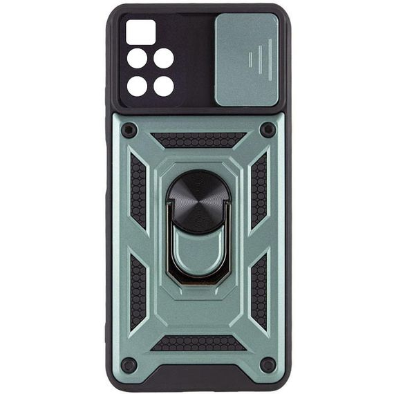 Ударостійкий чохол Camshield Serge Ring для Xiaomi Poco M4 Pro 5G TPU+PC, Шторка на камеру, Зелений | Зображення 3