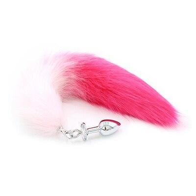 Анальна пробка зі штучного хутра DS Fetish Anal plug faux fur fox tail pink/fushia Sex Aura