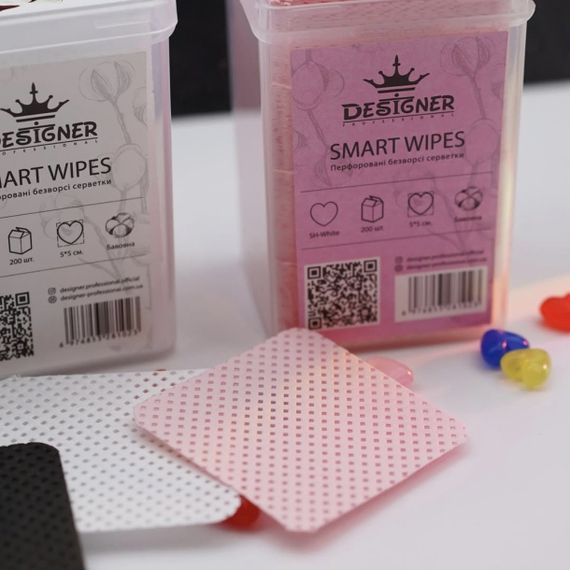 Безворсовые салфетки Designer (квадратные) в боксе (200шт) розовые | Зображення 1